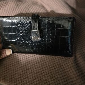 Gray and Black Alligator Print Wallet